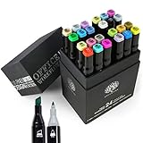 OfficeTree 24 Alkohol Marker - Weiche Farben - Twin Marker Set zum Zeichnen und Malen - Touch Marker Stifte auch als Manga Stifte