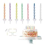 Relaxdays, bunt Geburtstagskerzen, 152-teiliges Kerzenset mit Haltern, Kuchenkerzen für Geburtstagsdeko, Partykerzen 6cm, Standard, 152