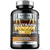 Glutamin - 3000mg L Glutamin pro Portion - Veganes und vegetarisches L-Glutamin (240 Tabletten - 40 Portionen) - L Glutamin Kapseln (Glutamin hochdosiert) von Iron Labs Nutrition