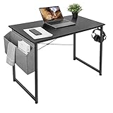 AuAg Schreibtisch 100 x 50 cm, Computertisch mit Aufbewahrungstasche, PC-Tisch Bürotisch Officetisch für Home Office Schule, Stabil Laptop-Tisch Arbeitstisch (Schwarz)