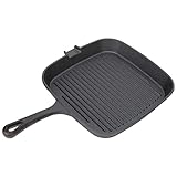 Quadratische Gusseisen-Grillpfanne, Grillpfanne für Küche und Grill im Freien, Gusseisenpfanne mit Rillen, Kochgeschirr, Ofen/Herd/Broiler/Grillsafe, Küchenfritteuse, Restaurant(24cm)