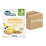 BABY FRECHE FREUNDE Bio Babykekse Dinkel & Banane, für Babys ab 8 Monaten, Babykeks ohne Zusatzstoffe, vegan, 7er Pack (7 x 100g)