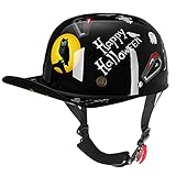 Retro Öffnen Motorradhelm, Herren und Damen Baseballmütze Stil Helm ECE-Zugelassener Totenkopfmütze Halbschale Helm für Scooter Erwachsene Straße Cruiser Chopper Moped ATV Helm