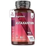 Astaxanthin 180 vegane Kapseln - 6 Monate Vorrat - Reines Astaxanthin 18 mg aus pulverisierten Haematococcus Pluvialis Algen - Natürliche Astaxanthin Meeresalgen - Nahrungsergänzung - WeightWorld