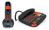 Switel DCT50072 VITA DECT Seniorentelefon SET aus Mobilteil und schnurgebundenem Telefon mit Anrufbeantworter, Hörgerätekompatibel