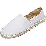 Qomo goose Espadrilles für Damen Herren Low-Top Leinenschuhe Flacher Slippers Klassisch Slip-On Segeltuchschuhe Gr.35-47 (Weiß, 40 EU)