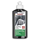 SONAX LederPflegeLotion (250 ml) wasserabweisende Lederpflege mit Bienenwachs für eine sanfte Reinigung und Pflege von Glattleder und Kunstleder | Art-Nr. 02911410