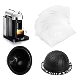 Pinsheng 2PCS Wiederverwendbare Kaffeekapseln mit Nachfüllbare Kapseln-Siegeldeckel Kompatibel mit Nespresso VertuoLineo, 30 PCS Aluminiumfoliendeckel zur Kapseln aus PP-Material für Nespresso Vertuo