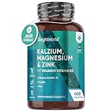 Kalzium Magnesium Zink - 400 Tabletten für 1+ Jahr - Magnesiumoxid mit Vitamin D3, K2, Selen, Mangan - 500mg Kalzium - Mineralstoffe & Multivitamin Komplex - Elektrolyte & Muskelaufbau - WeightWorld