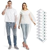 Opret 10 Stück Durchsichtig Regenponcho Damen Herren, Wasserdicht Regenschutz Regencape mit Tunnelzug Kapuze und Elastische Manschette, Leichtgewichts Regen Poncho Transparent