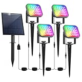 Solar Gartenstrahler für Außen, NATPOW 4-in-1 Solarleuchte Garten, IP65 Wasserdichte, Auto-ON/OFF Außenwandleuchten Landschaftsstrahler Gartenbeleuchtung für Bäume, Hof, Gartenweg (RGB)