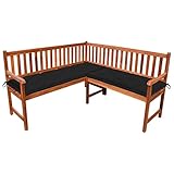 Gecheer Garten-Eckbank mit Auflagen Outdoor-Eckbank Gartenbank Eckbank Bänke Sitzbank Parkbank Holzbank Terrassenmöbel für Außenbereiche, Veranda, Park, 150 cm Massivholz Akazie