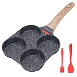 Bobikuke Spiegeleipfanne, Pancake Pfanne 4 Loch Augenpfanne Antihaft-Aluminium Pfanne für Frühstück Spiegelei Hamburger, für Induktionsherd & Gasherd (Schwarz)