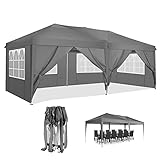 COBIZI Pavillon 3x6m Wasserdicht mit 6 Seitenwänden Pop-Up UV-Schutz 50+ Gartenfesten Faltpavillon Schwerlast 3 höhenverstellbar leicht zusammenzubauen für Festival Garten Party(3x6m,Blau)