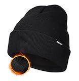 Wmcaps Klassische Mütze Herren Damen, Warm Fleece Wintermütze Strickmütze Winter Warme, Weich Stretchy, Atmungsaktiv Unisex Beanie für Herren Geschenke Männer Frauen, Schwarz