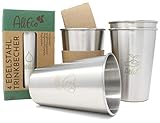 AllEco® Edelstahl Becher 4er Set 350ml Trinkbecher Metall Kinder Camping Tasse Outdoor 12oz stapelbar - nachhaltig, wiederverwendbar, plastikfrei & Zero Waste (350ml)