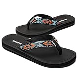 Flip Flops Damen Badelatschen Arch Support Zehentrenner ​Strand Sandalen Hausschuhe für Dusch Sommer(Orange Blau,38 EU)