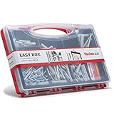 Fischer 513433 Kit Easy Box Set Dübel und Schrauben zur Befestigung auf Vollwänden, grau, 136 Stück