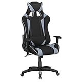 FineBuy Score - Gaming Chair mit Stoffbezug | Schreibtisch-Stuhl aus Stoff | Design Racing Chefsessel mit Armlehne | Gamer Bürostuhl mit Sport-Sitz und Kopfstütze | Drehstuhl in Race-Optik