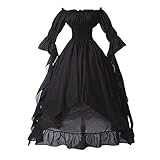 eiuEQIU Retro Kleid Damen Trompetenärmel Bodenlanges Kleid Elegant Maxikleid Gothic Cosplay Kleid Casual Halloween Langarm Tunika Kleid Frauen Karneval Festival Kostüm Cosplay Lang Kleider