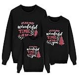 Weihnachtspullover Familie Set Herren Partnerlook Pärchen Christmas Pullis Sweatshirt Weihnachtspullis Weihnacht Sweatshirt Langarm Strickpullover Winterpullover Junge Herren Mädchen Damen