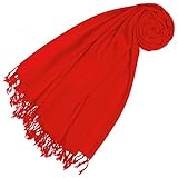 Lorenzo Cana Damen Pashmina Rot Schal Schaltuch 50% Kaschmir 50% Wolle Stola Tuch Umschlagtuch Uni Schal Tuch einfarbig 78381