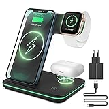 CAVN 3 in 1 Kabelloses Ladegerät, Wireless Charger Kompatibel mit iPhone 13 12 11 Pro Max/XS/XR/X/8+, iWatch Ultra / 8/7/ 6/ SE/ 5/4/3/2,AirPods Pro/2/3,Galaxy S22 S21/S20/S10+,Induktive Ladestation