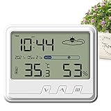 Chengstore Raumthermometer Innen,Raumthermometer Indoor, Luftfeuchtigkeitsmesser | Feuchtigkeitsmesser mit Weckerfunktion für Zuhause, Babyzimmer, Gewächshaus, Pflanzen, Reptilien