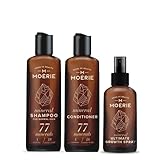 MOERIE Shampoo Set 3-teilig - Shampoo gegen Haarausfall, Conditioner & Haarwachstum Serum - natürliches Haarwachstum beschleunigen - Veganes Haarwuchsmittel Frauen & Männer - 77 Mineralien & Coffein