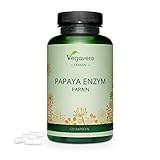 PAPAYA Enzym Vegavero ® | HOCHDOSIERT: 1500 mg reines Papain pro Tagesdosis | 120 Kapseln | Vegan & Ohne Zusätze