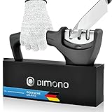 Dimono® Profi Messerschärfer Manueller Messerschleifer 3-Stufiger Rollschleifer für alle Arten von Messern; perfekte Ergebnis Dank Diamantschaub; mit gratis Sicherheitshandschuh (Schwarz)