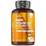 Vitamin B12 Methylcobalamin - 400 Lutschtabletten / Kautabletten - 500µg mit 1 Vit B12 Tablette alle 2 Tage (1000µg) - Mit leckerem Zitronengeschmack - Vegan, Vegetarisch & Zuckerfrei - WeightWorld