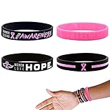 Androxeda 12 Stück, Verschiedene Brustkrebs-Bewusstsein Armbänder-Großhandel große Kapazität rosa Band Silikon Unterstützung Armband-Krebs Überlebende/Krankenschwester/Familie Ermutigung Geschenk.