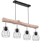 Design Decken Hänge Leuchte Holz Balken Pendel Spot Ess Zimmer Retro Gitter Lampe Globo 15326-4N