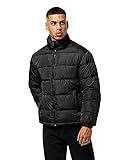 Burocs Herren Oversized Fit Pufferjacke mit breitem Stehkragen Wattierte Jacke Outdoor Winterjacke Cropped Mens Puffer Kurze Steppjacke Modern, Größe:L, Farbe:Black