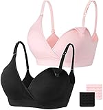 HBselect 2 Pcs Schwangerschafts Still BH Nahtloser Still-BH mit zusätzlichen BH-Verlängerungen Stillen und Schlaf Ohne Bügel für Damen