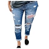 AMhomely Straght Leg Jeams Damen Sommer Denim Stoff Hose Boobcut Lounge Hose Verkauf Freiraum Frauen Mode Jeans Casual Jeans Slim Fit Weiblich Ripped Fransen Jeans, 02 blau, XXL