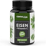 Centax Life Eisen hochdosiert + Vitamin C - 240 VEGAN Eisen Tabletten mit 40 mg Vitamin C, Iron Supplement, Eisen Vegan, Eisen Vitamin C, Eisenpräperate