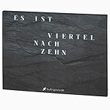 build-yours | Wortuhr Jupiter 50 x 40 x 1,5cm | Moderne Wordclock zum Aufhängen oder Aufstellen |Handarbeit|Front Schiefer Optik