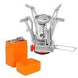 LAMA Mini Campingkocher mit Piezozündung 3000W Winddicht Klein Faltbar Camping Gaskocher Kompakt Haltbar Tragbar Gasbrenner mit Tragebox für Camping Picknick Trekking Outdoor