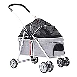 KITCISSL Hundewagen Hundebuggy bis 20 Kg, Hundewagen for Kleine Hunde mit Justierbarem Markise, Hundebuggy Hund Buggy Spaziergänger for Small Medium Hunde Innerhalb 20kg (Color : Gray a)