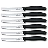 Victorinox 6 Stück Tafelmesser Brotzeitmesser Swiss Classic (Schwarz, One Size)