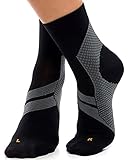 ZaTech Plantarfasziitis Socken, Kompressions Socken, unterstützt Ferse, Knöchel und Fußgewölbe, für bessere Durchblutung, reduziert Fußschwellungen und Schmerzen (Schwarz/Grau, M, 39-41)