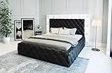 Sofa Dreams Designerbett Alessandria Lederbett mit LED Beleuchtung Bett in den Größen 140x200 160x200 180x200 200x200 200x220 (180 x 200 cm, Schwarz-Weiß)