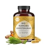 BIONUTRA® Kurkuma Gerstengras Kapseln Bio (240 x 700 mg), hochdosiert, deutsche Herstellung, 2-Monatspackung, vegan, ohne Zusätze, kontrolliert biologisch