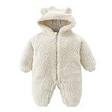 Cawndilla Baby Für Junge Mädchen Jumpsuit Fleece Mit Kapuze, Neugeborenes Flanell Schneeanzug 12-18 Monate