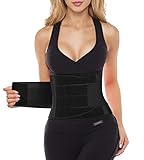 YIANNA Damen Waist Trainer Corset Abnehmen Bauchweggürtel Verstellbarer Schwitzgürtel Sport Korsett Taillenformer Hot Belt Schwarz,YA8002 Size L