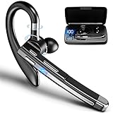 Bluetooth Headset mit Mikrofon, Bluetooth Headset 5.1 mit CVC 8.0 Dual Mic 16Hrs mit LED Ladebox HD Freisprech Talk, Zwei verbundene Geräte für iPhone Android Smartphones und Tablets