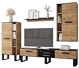 KRYSPOL Wohnwand Grand TV-Lowboard, Hochvitrine, Kommode, Wandregal, Wohnzimmer-Set, Modern Design