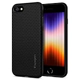 Spigen Liquid Air Hülle Kompatibel mit iPhone SE 2022 5G, iPhone SE 2020, iPhone 8 und iPhone 7 -Schwarz